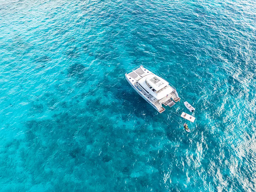 LaRoma Yachts’ Atlantia catamaran in turquoise water